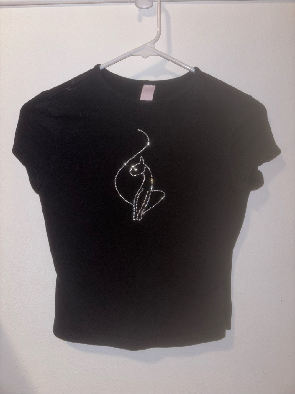 Baby Phat Black Rhinestone Cat Crop Top